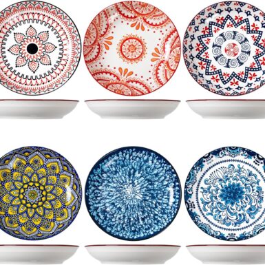 Dinerborden Keramische,Keramische Platte,Porselein Eetborden,Set Voor 6 Personen, Bordenset, Servies Voor Vaatwasser En Magnetron, Pastaborden, Ontbijtborden, Taartborden (23cm)
