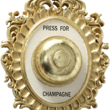 Boltze Wandobject champagne bel (decoratief bord voor champagne-liefhebbers, cadeau-idee, elegant design, grappige wanddecoratie met aangegeven bel, kleur goud/wit) 1016154