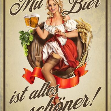 Decoratief metalen bord voor bierdrinkers - met bier is alles mooier