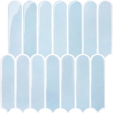 COMSTICKC Dikkere 3D zelfklevende wandtegel blauw, 10 vellen 30,5 x 30,5 cm, 3D vinyl zelfklevende tegels, visschubben tegelstickers, achterwand Plaktegels Keuken en Badkamer, waterdicht Verwijderbaar